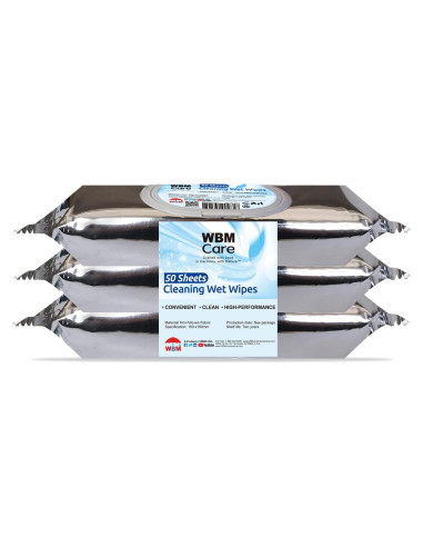 Toallitas de limpieza WBM, 50 hojas, sin fragancia, 3 paquetes