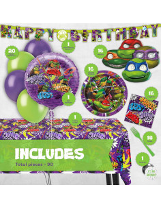 Suministros Fiesta Cumpleaños Tortugas Ninja Unique 16 Invitados 2