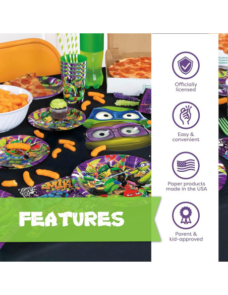 Suministros Fiesta Cumpleaños Tortugas Ninja Unique 16 Invitados