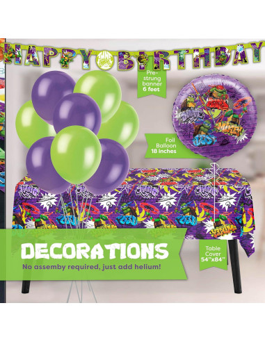 Suministros Fiesta Cumpleaños Tortugas Ninja Unique 16 Invitados