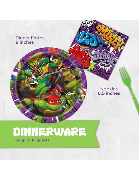 Suministros Fiesta Cumpleaños Tortugas Ninja Unique 16 Invitados