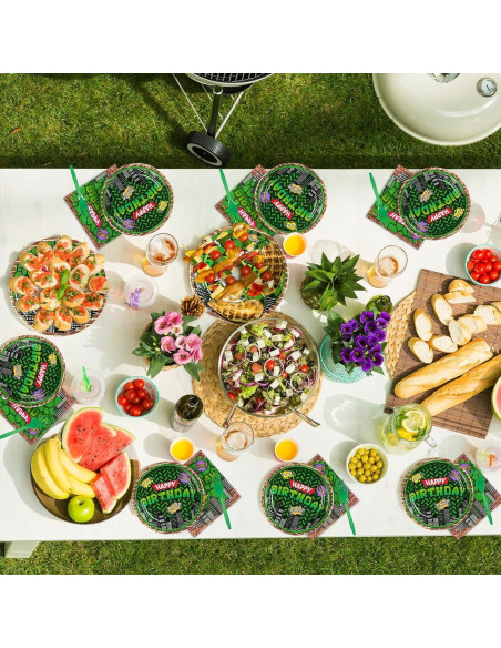 200 Piezas Vajilla Desechable Fiesta Tortuga Grencian Verde