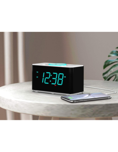 Reloj Despertador Emerson ER100401 con Cargador Inalámbrico 15W