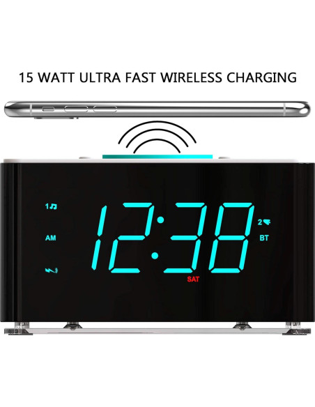 Reloj Despertador Emerson ER100401 con Cargador Inalámbrico 15W