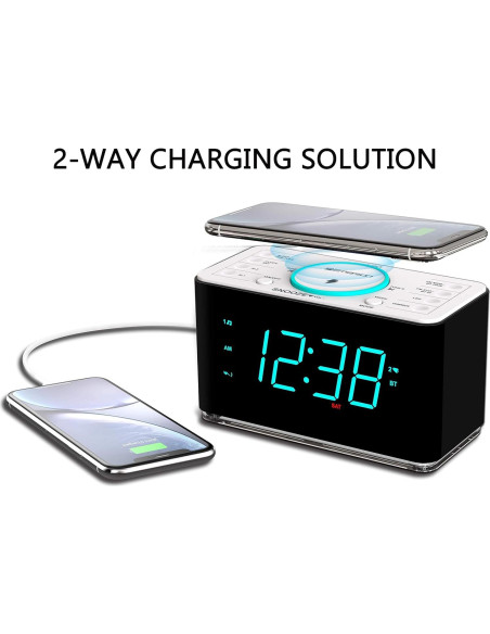 Reloj Despertador Emerson ER100401 con Cargador Inalámbrico 15W
