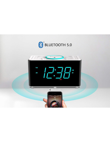 Reloj Despertador Emerson ER100401 con Cargador Inalámbrico 15W