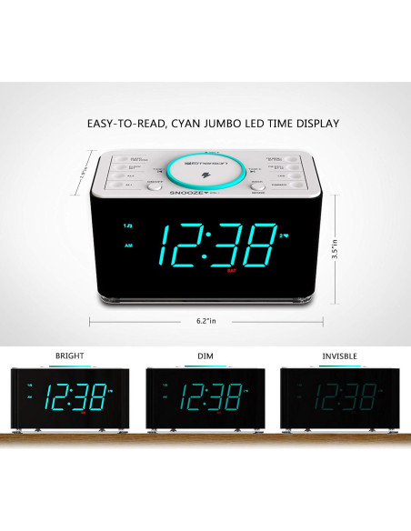 Reloj Despertador Emerson ER100401 con Cargador Inalámbrico 15W