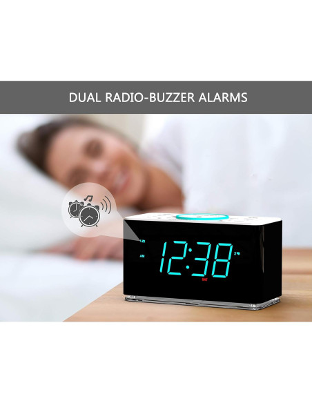 Reloj Despertador Emerson ER100401 con Cargador Inalámbrico 15W