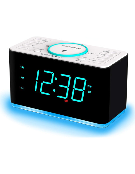 Reloj Despertador Emerson ER100401 con Cargador Inalámbrico 15W