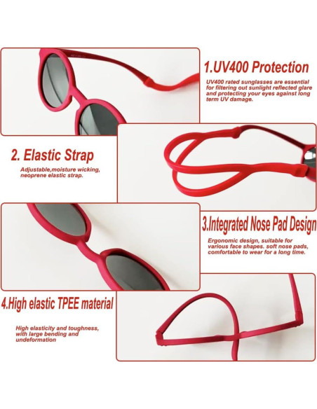 Gafas de sol polarizadas UV400 para bebés FBHLZ con banda