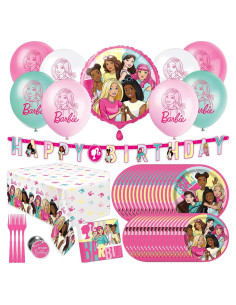 Kit de Decoraciones de Cumpleaños Barbie para 16 Invitados