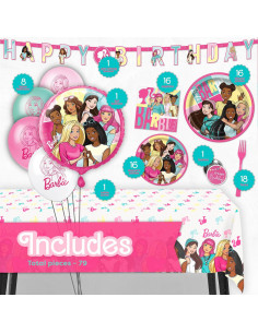 Kit de Decoraciones de Cumpleaños Barbie para 16 Invitados 2