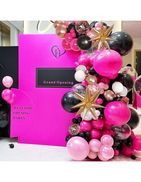 Kit de Arco de Globos Mebay 156 Pcs Rosa Fucsia Negro Blanco