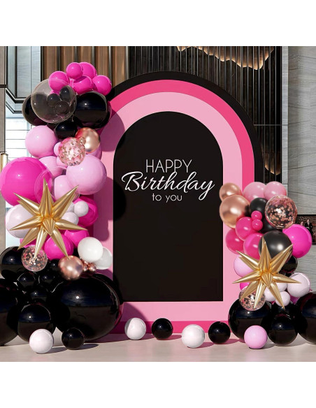 Kit de Arco de Globos Mebay 156 Pcs Rosa Fucsia Negro Blanco