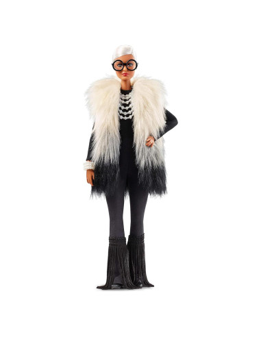 Muñeca Barbie Iris Apfel Coleccionista con Chaleco Multicolor