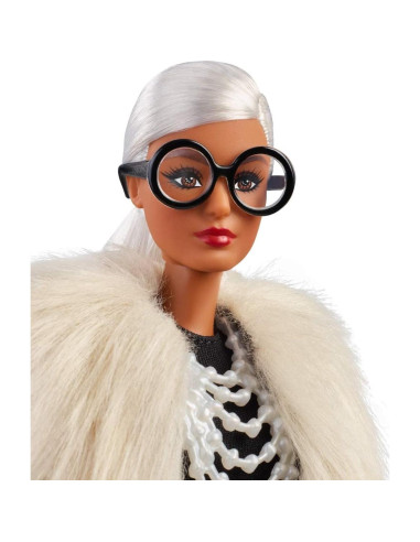 Muñeca Barbie Iris Apfel Coleccionista con Chaleco Multicolor