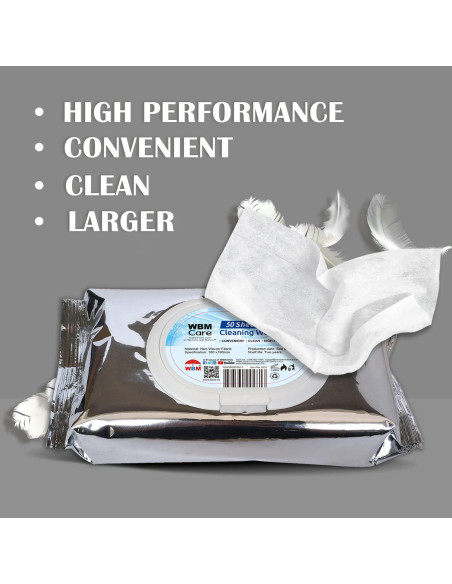 Toallitas de limpieza WBM, 50 hojas, sin fragancia, 3 paquetes