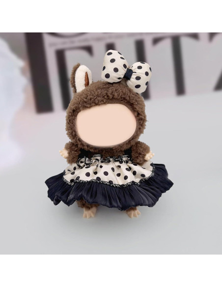 Conjunto de Ropa para Muñeca 17cm QIUTIMIY Vestido Puntos Negros