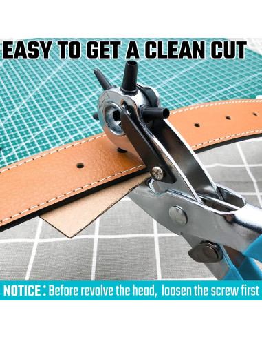 Perforadora Giratoria DURATECH 20 cm para Cuero 6 Tamaños