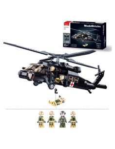Conjunto de Helicóptero Militar UH-60 Black Hawk Sluban 692 PCS