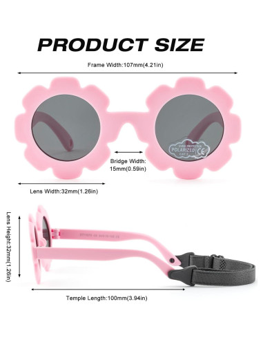 Gafas de sol polarizadas para bebés Rosa mate 0-24 meses