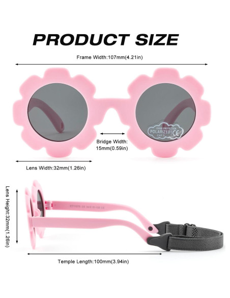 Gafas de sol polarizadas para bebés Rosa mate 0-24 meses