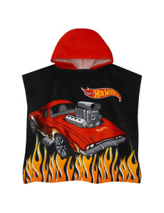 Poncho de Toalla Hot Wheels con Capucha para Niños - Negro