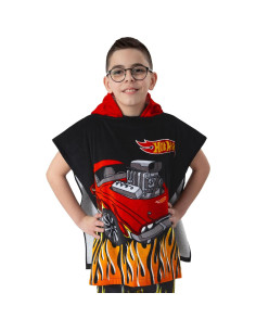Poncho de Toalla Hot Wheels con Capucha para Niños - Negro 2