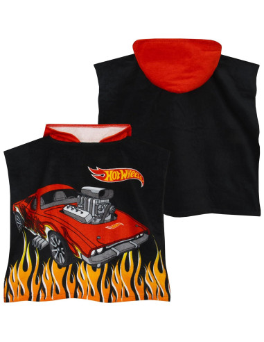 Poncho de Toalla Hot Wheels con Capucha para Niños - Negro
