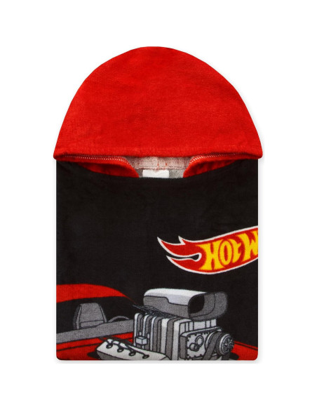 Poncho de Toalla Hot Wheels con Capucha para Niños - Negro
