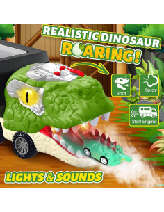 Camión Transportador de Dinosaurios BAODLON con 10 Coches Mini 2