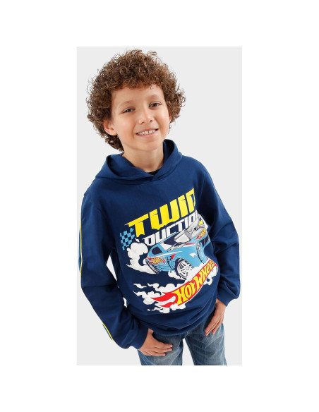 Sudadera Hot Wheels para Niños 100% Algodón Azul - hwhd1994