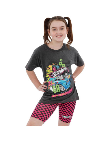 Conjunto camiseta y pantalones cortos Hot Wheels para niñas 8 años