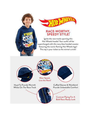 Sudadera Hot Wheels para Niños 100% Algodón Azul - hwhd1994