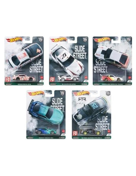 Conjunto de 5 Vehículos Diecast Hot Wheels Premium Slidewayz