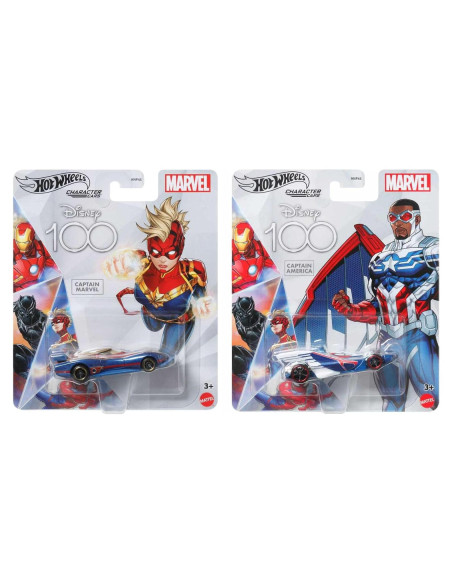 Hot Wheels Marvel Paquete 2 Autos Capitán América y Marvel