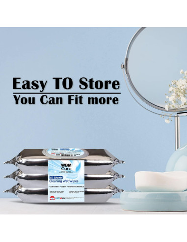 Toallitas de limpieza WBM, 50 hojas, sin fragancia, 3 paquetes