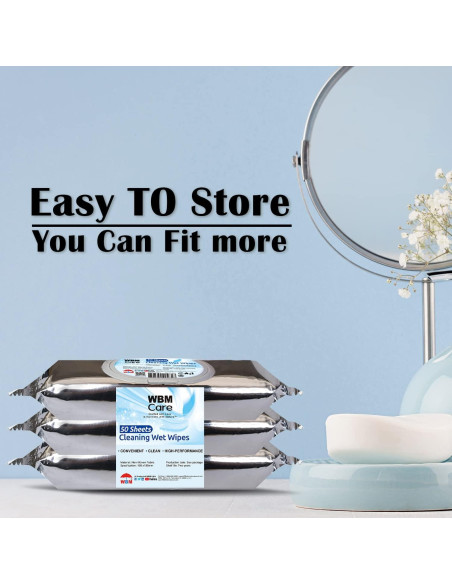 Toallitas de limpieza WBM, 50 hojas, sin fragancia, 3 paquetes