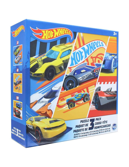 Rompecabezas para Niños Hot Wheels 3 Pack 24/48/100 Piezas