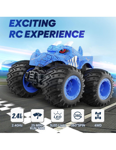 Coche Monstruo RC BAODLON Azul Todo Terreno 17.8x12.7cm