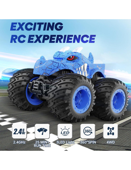 Coche Monstruo RC BAODLON Azul Todo Terreno 17.8x12.7cm