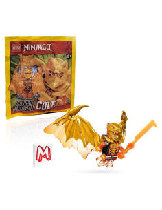 LEGO NINJAGO Minifigura Cole Dragón Dorado con Alas y Espada