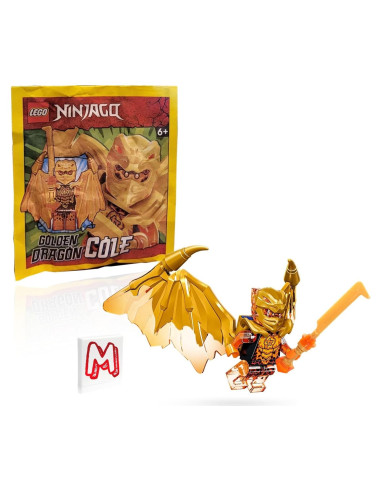 LEGO NINJAGO Minifigura Cole Dragón Dorado con Alas y Espada