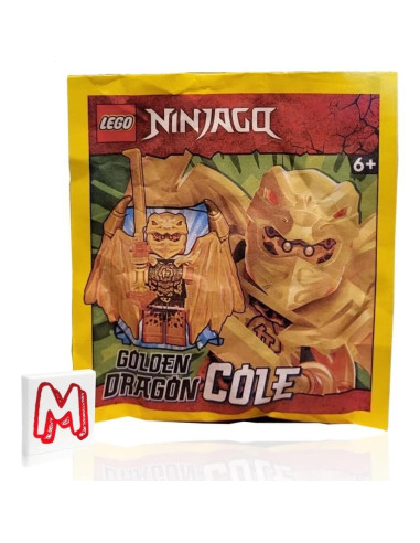 LEGO NINJAGO Minifigura Cole Dragón Dorado con Alas y Espada