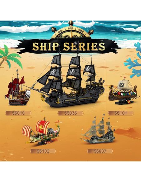 Juego de Construcción Barco Pirata Reobrix 66036 con LED 4304 Piezas