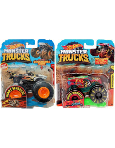 Juego de 8 Vehículos Aplastables Hot Wheels Monster Trucks 1:64 2