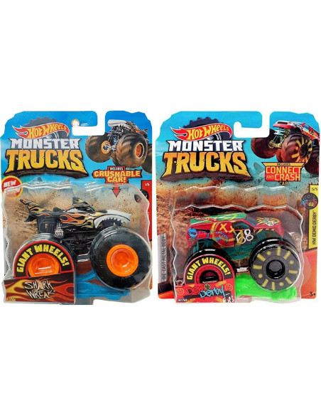 Juego de 8 Vehículos Aplastables Hot Wheels Monster Trucks 1:64