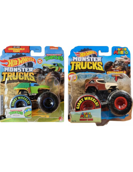 Juego de 8 Vehículos Aplastables Hot Wheels Monster Trucks 1:64