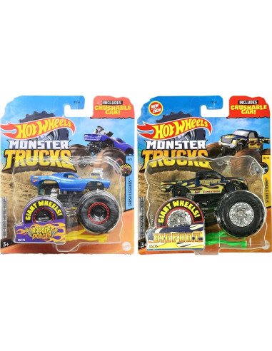 Juego de 8 Vehículos Aplastables Hot Wheels Monster Trucks 1:64