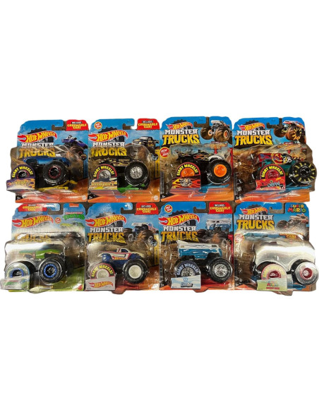 Juego de 8 Vehículos Aplastables Hot Wheels Monster Trucks 1:64